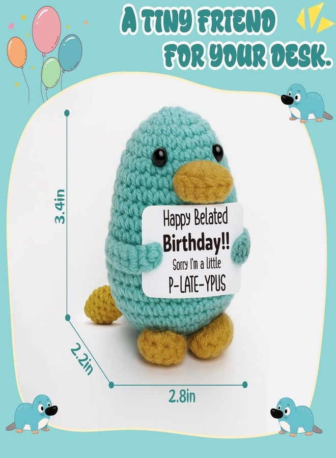 Frabaca Funny Belated Birthday Gift for Women Men - Mini Handmade Crochet Platypus Plush with Humorous Message Card, Cute Gag Gift for Best Friends, Family & Coworkers, Unique Late Birthday Present - Image 5